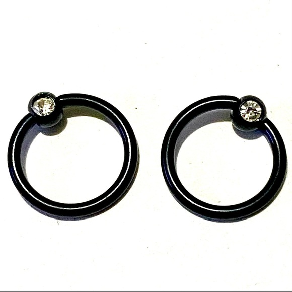 Captive Bead Ring Hoop 16g 8mm 5/16" Gem Ear Lip - Picture 10 of 11